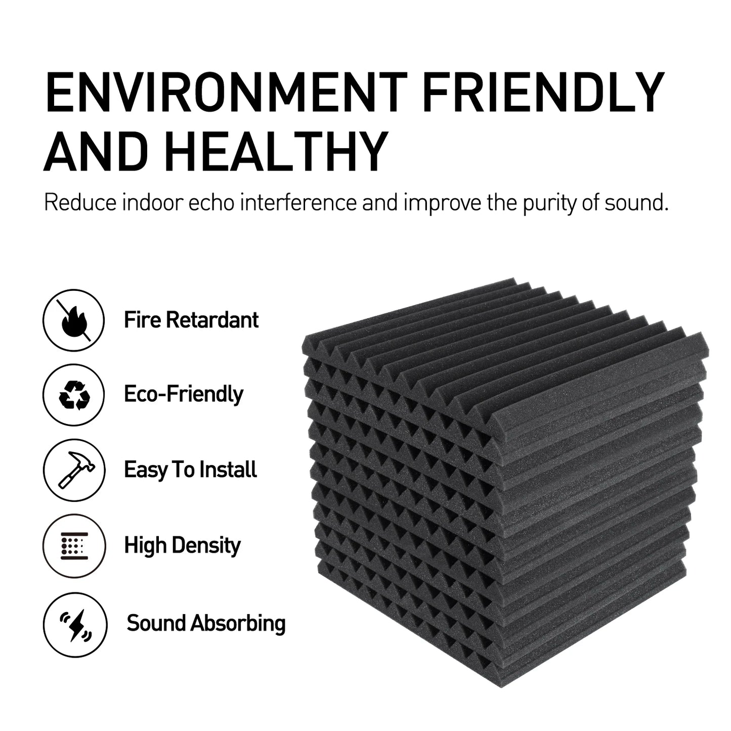 Acoustic Foam Panels 1" x 12" x 12" Sound-Proof