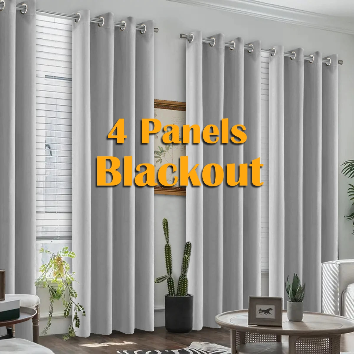4PCS Blackout Curtains Grommet Curtains