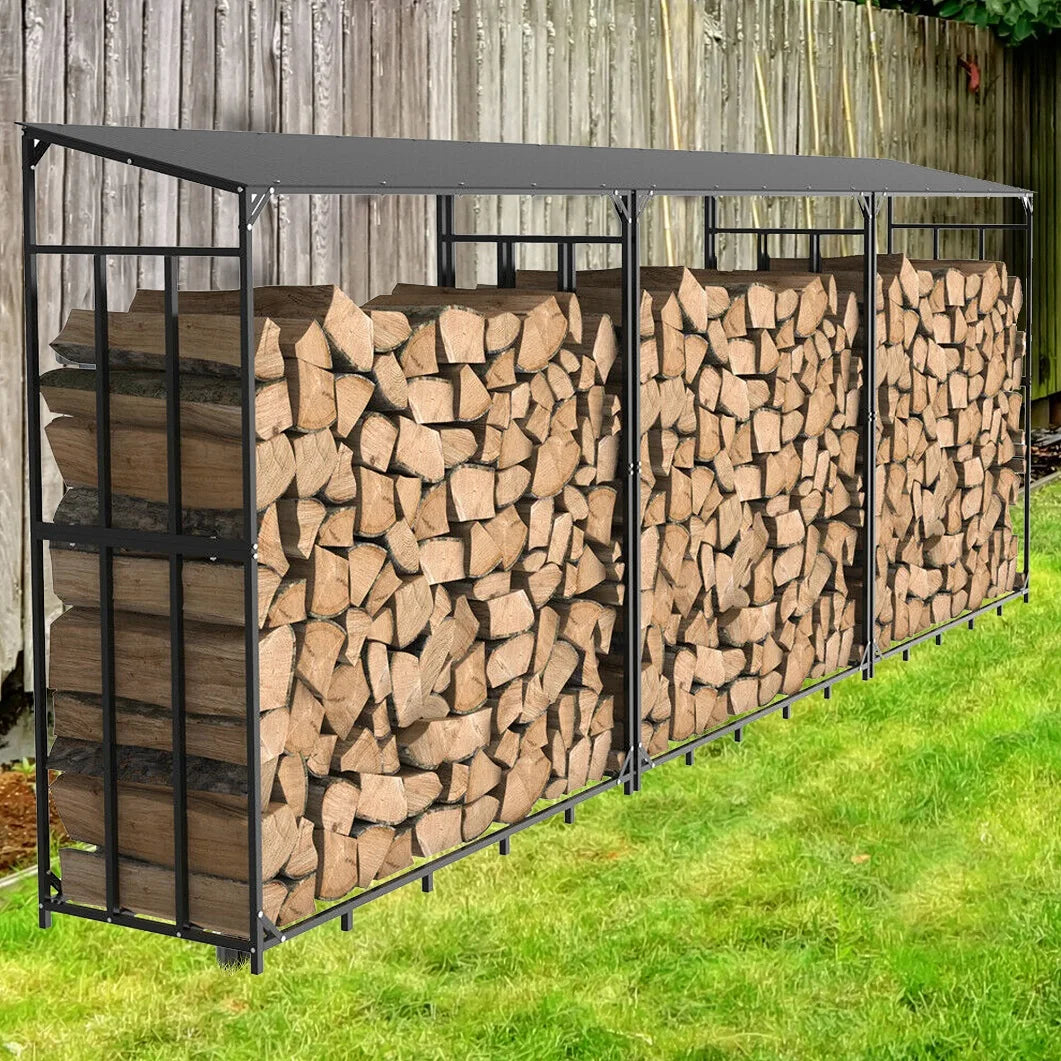 Heavy Duty Tall Metal Firewood Rack Stand