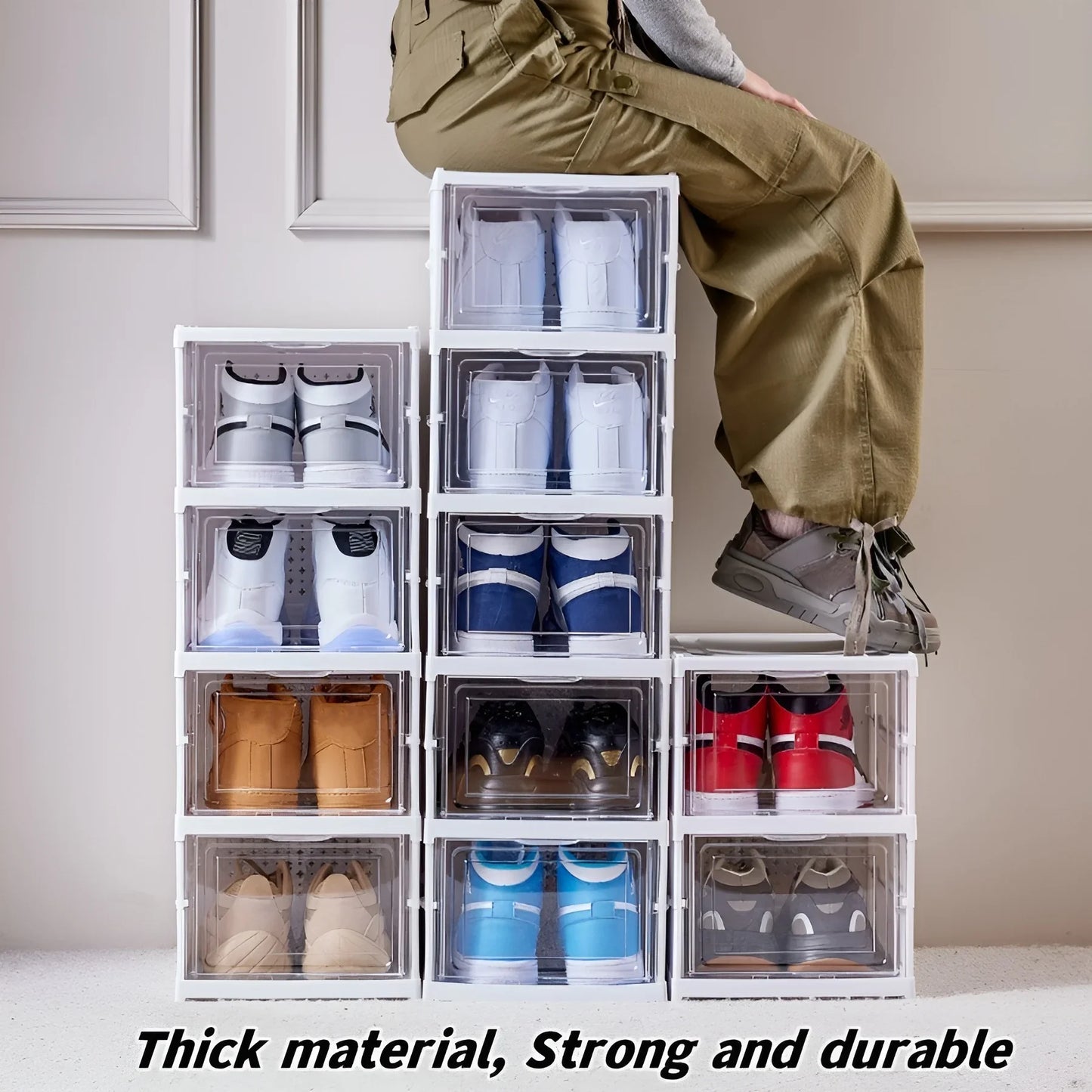 Shoe Box Foldable Transparent Sneaker Storage Organizer