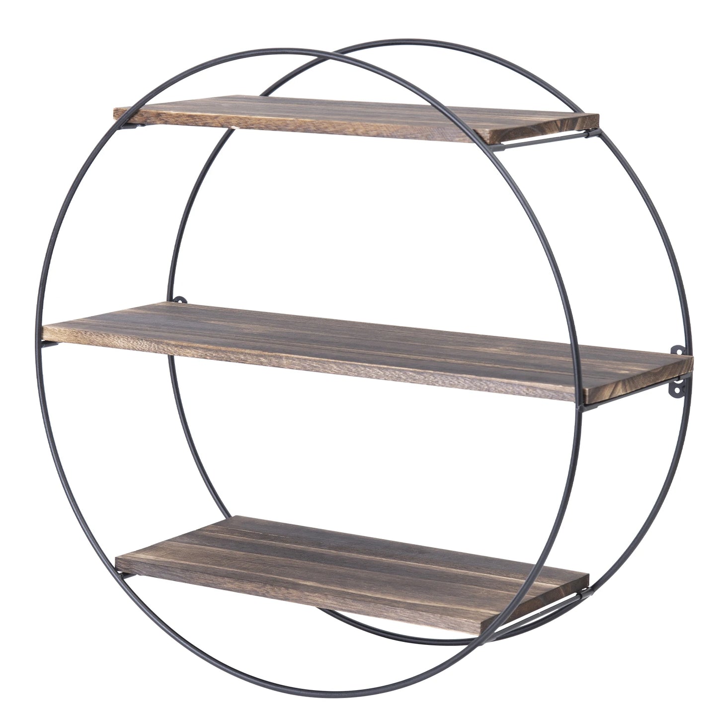 3-Tier Wooden Round Wall Hanging Shelf
