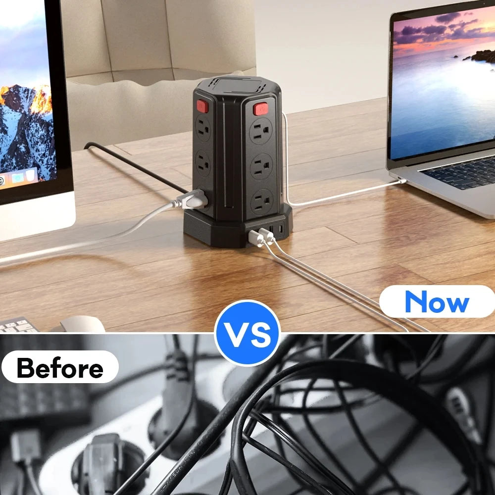 Power Strip Tower with 10ft Cord