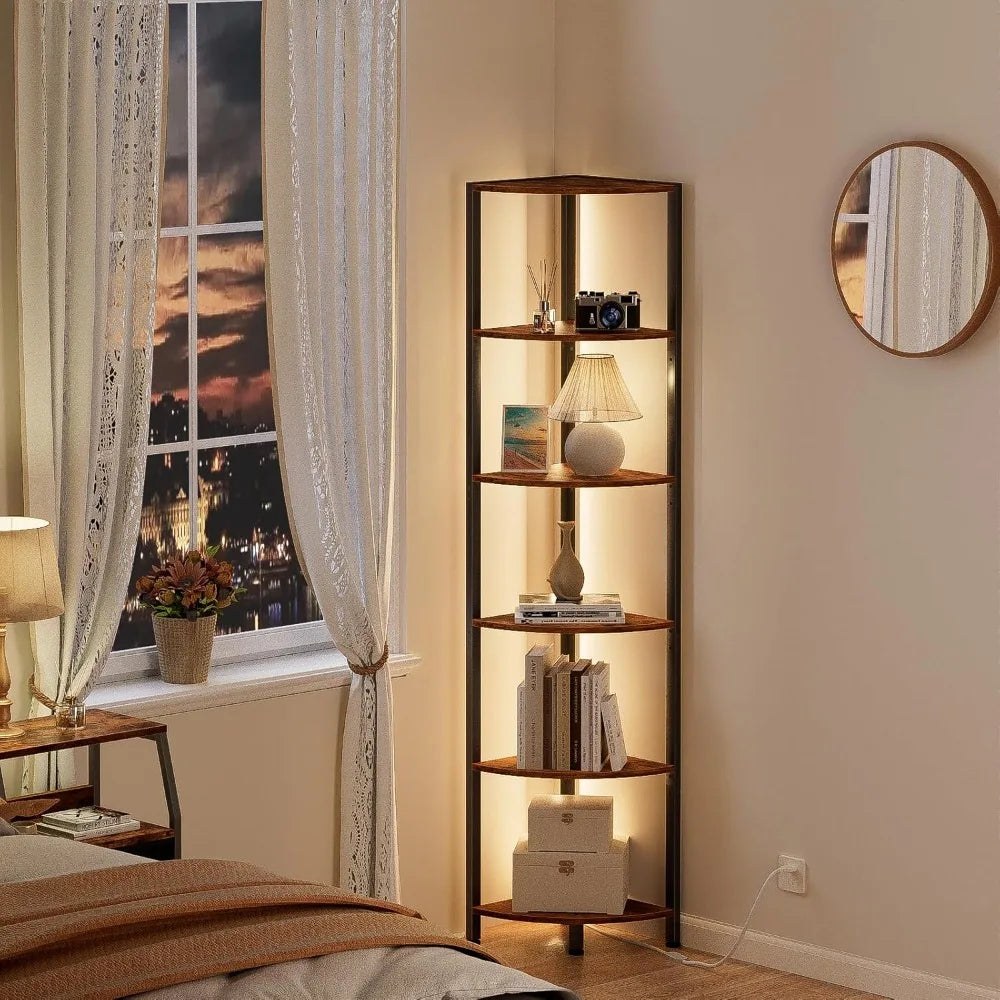 6-Tier Corner Shelf with LED Lights