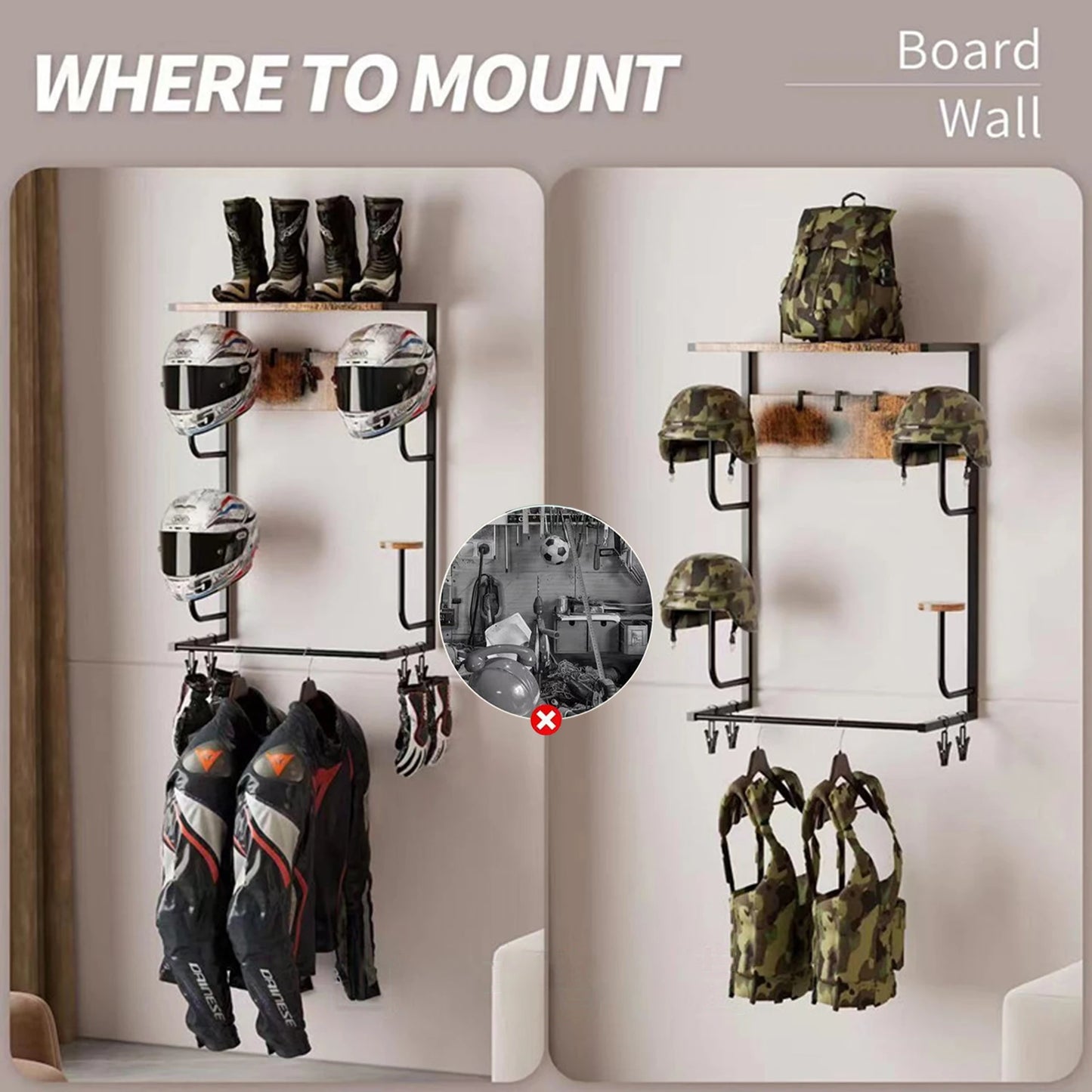 Wooden Motorcycle Helmet Rack