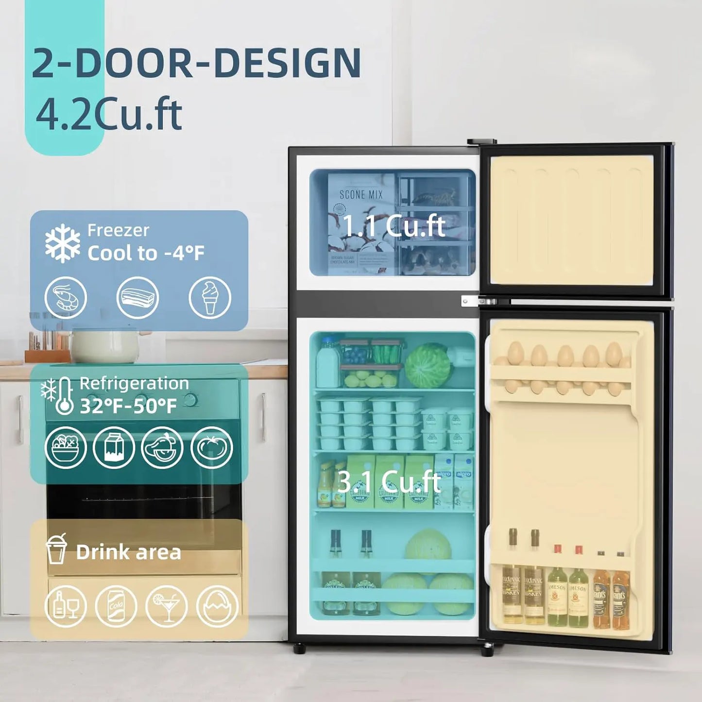 4.2 Cu.Ft. Small Refrigerator with Freezer