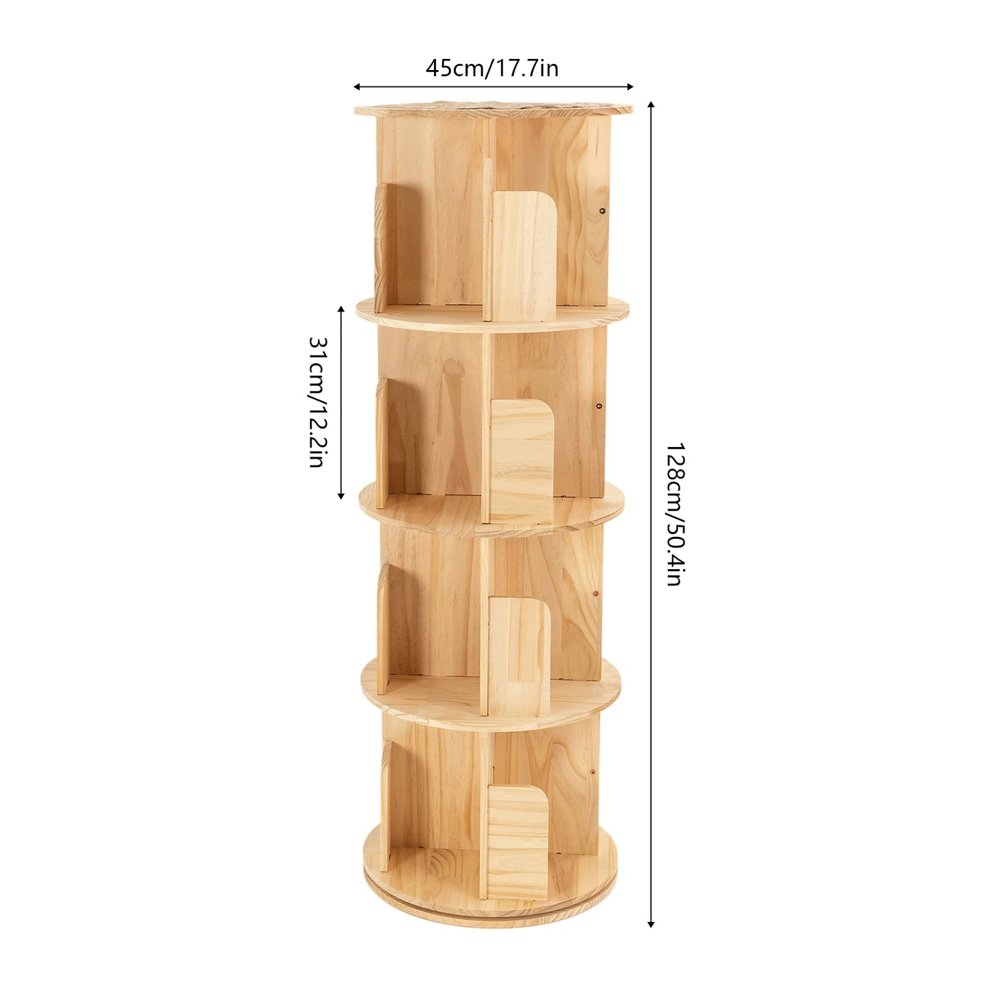 Rotating Bookshelf 360 Display 4 Tier
