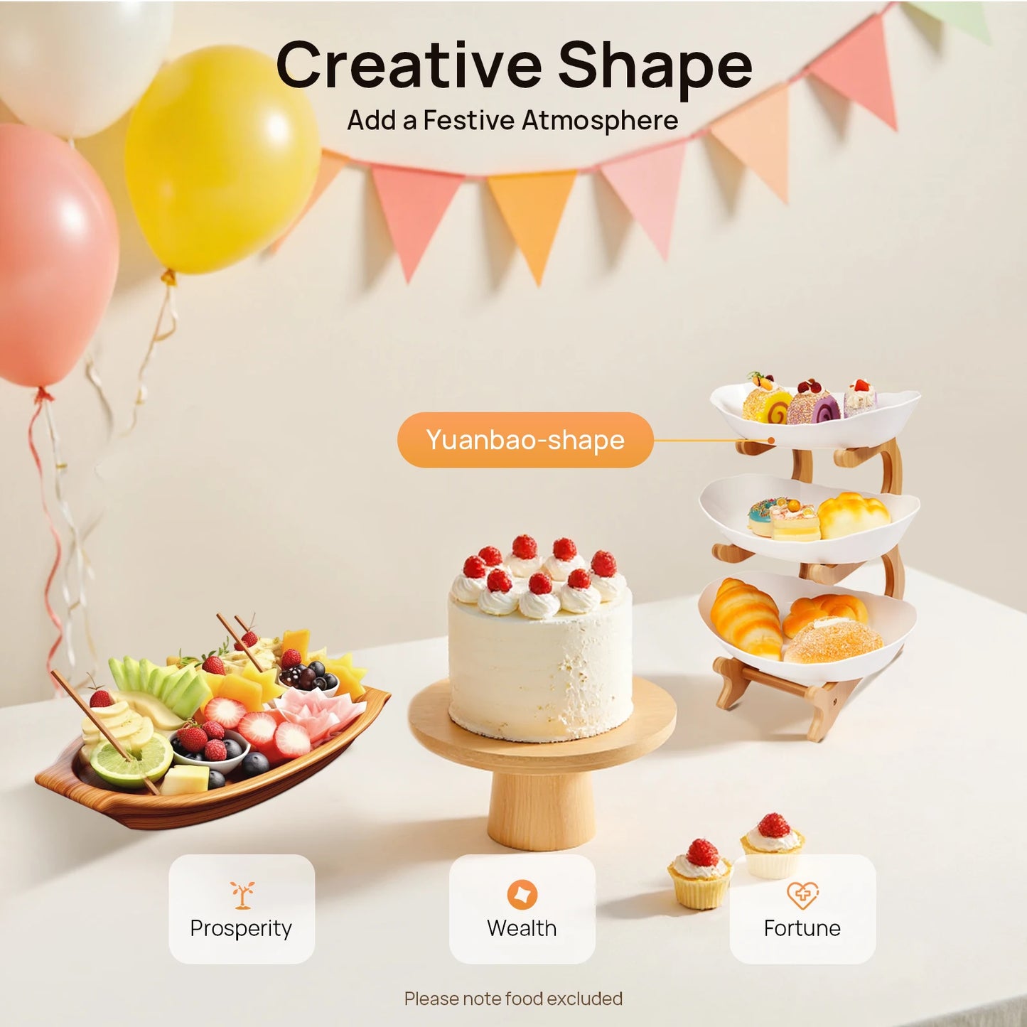 3-Tier Serving Bowls with Wood Stand