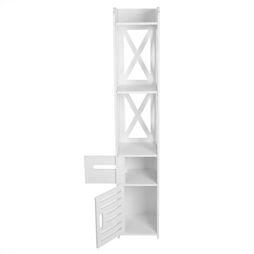 White Wooden Bathroom Cabinet Shelf