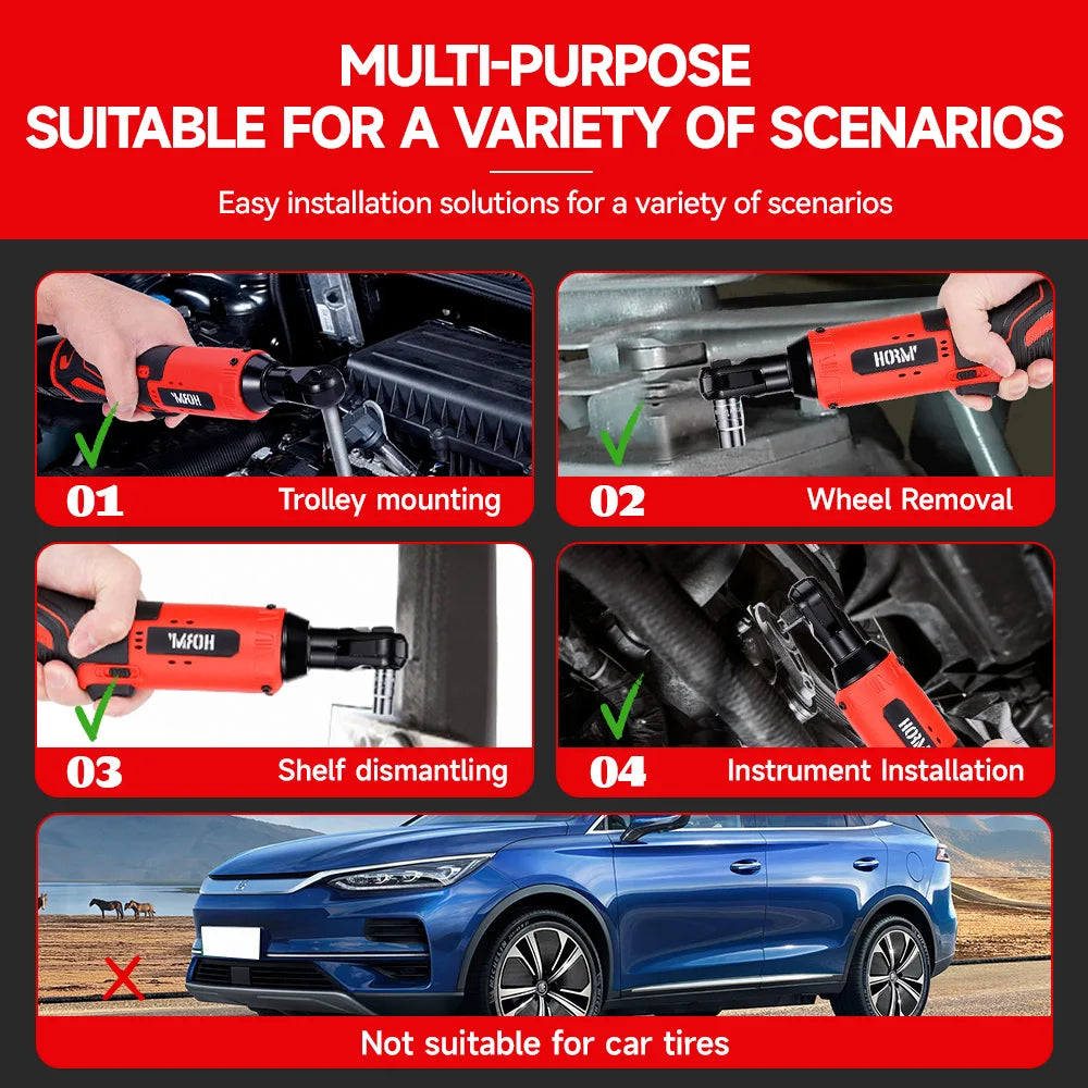 12V Cordless Electric Right Angle Ratchet Wrench
