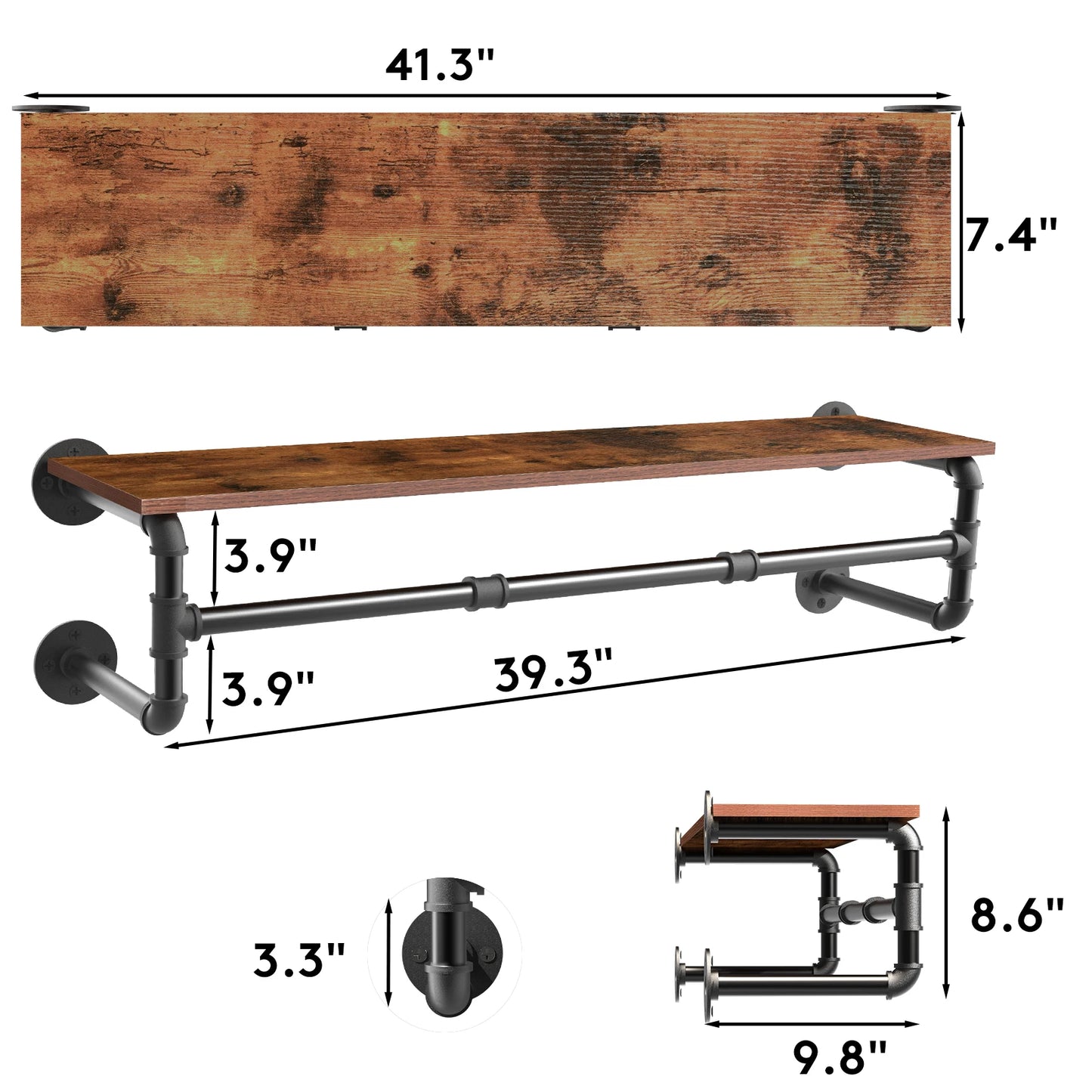 Wall Mounted Clothes Hanging with Shelf