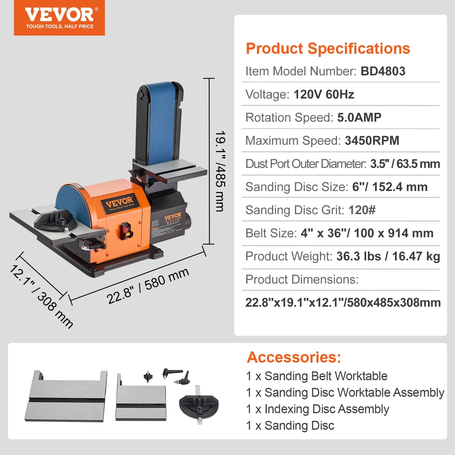 Belt Disc Sander Combo Bench Tool
