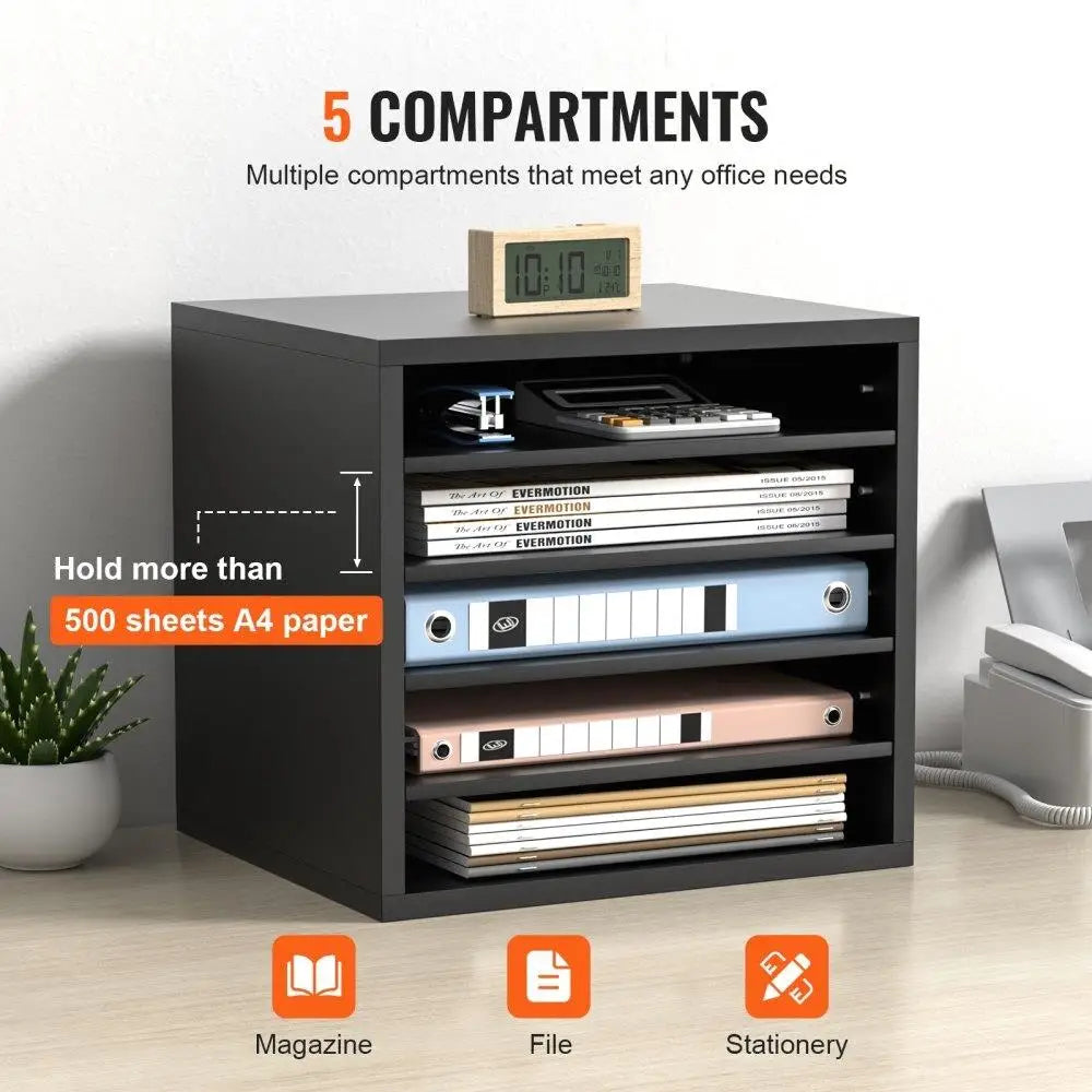 Wood Literature Organizer 5 Compartment