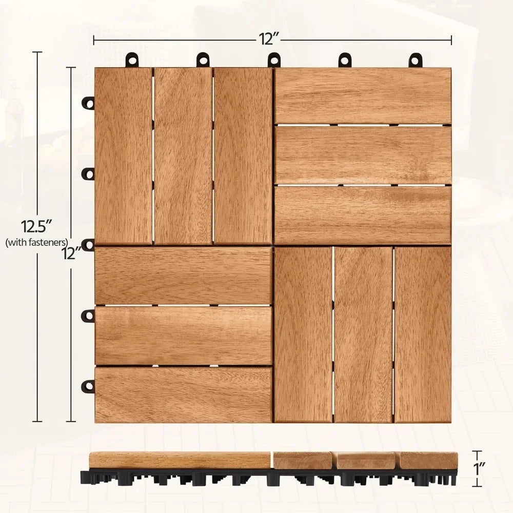 Hardwood Waterproof Interlocking Patio Deck Tiles