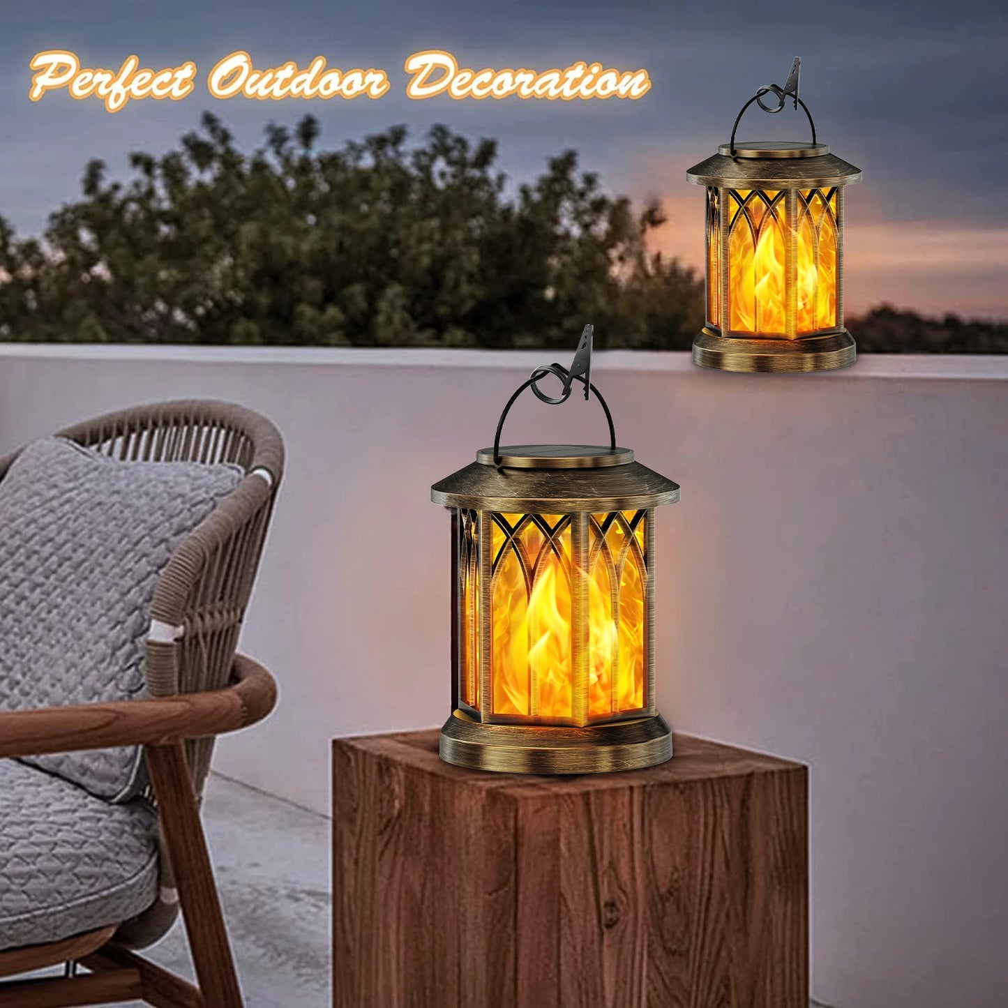 2 Pk Outdoor Solar Hanging Lights