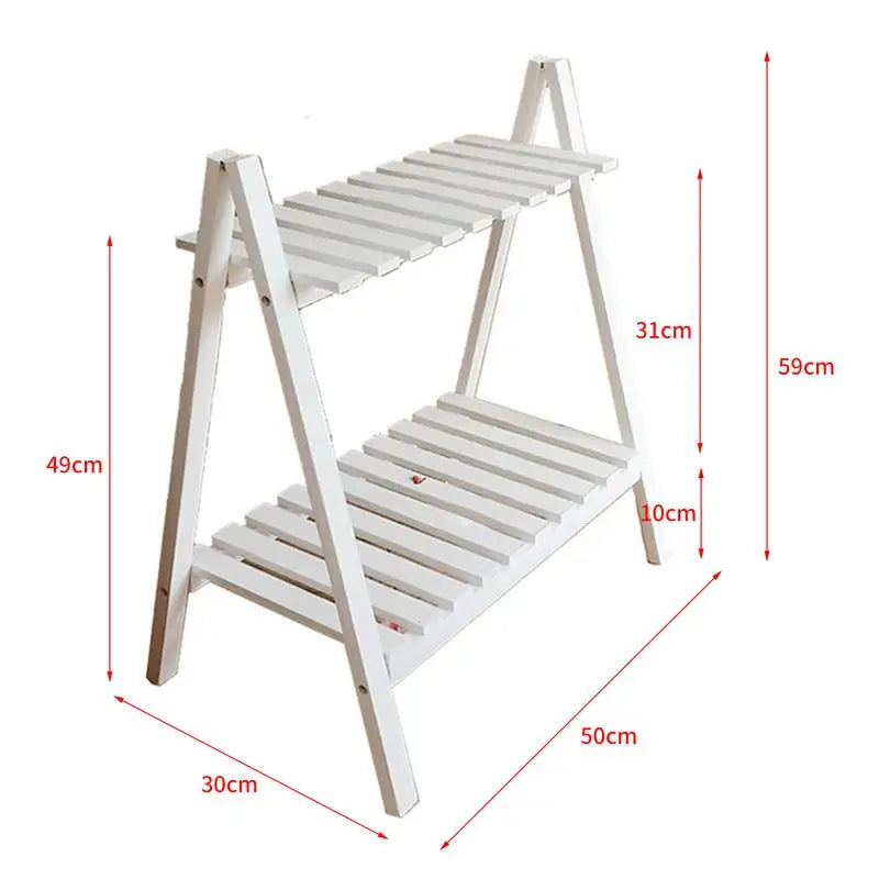 Wooden Floor Plant Stand 2-Tier Foldable