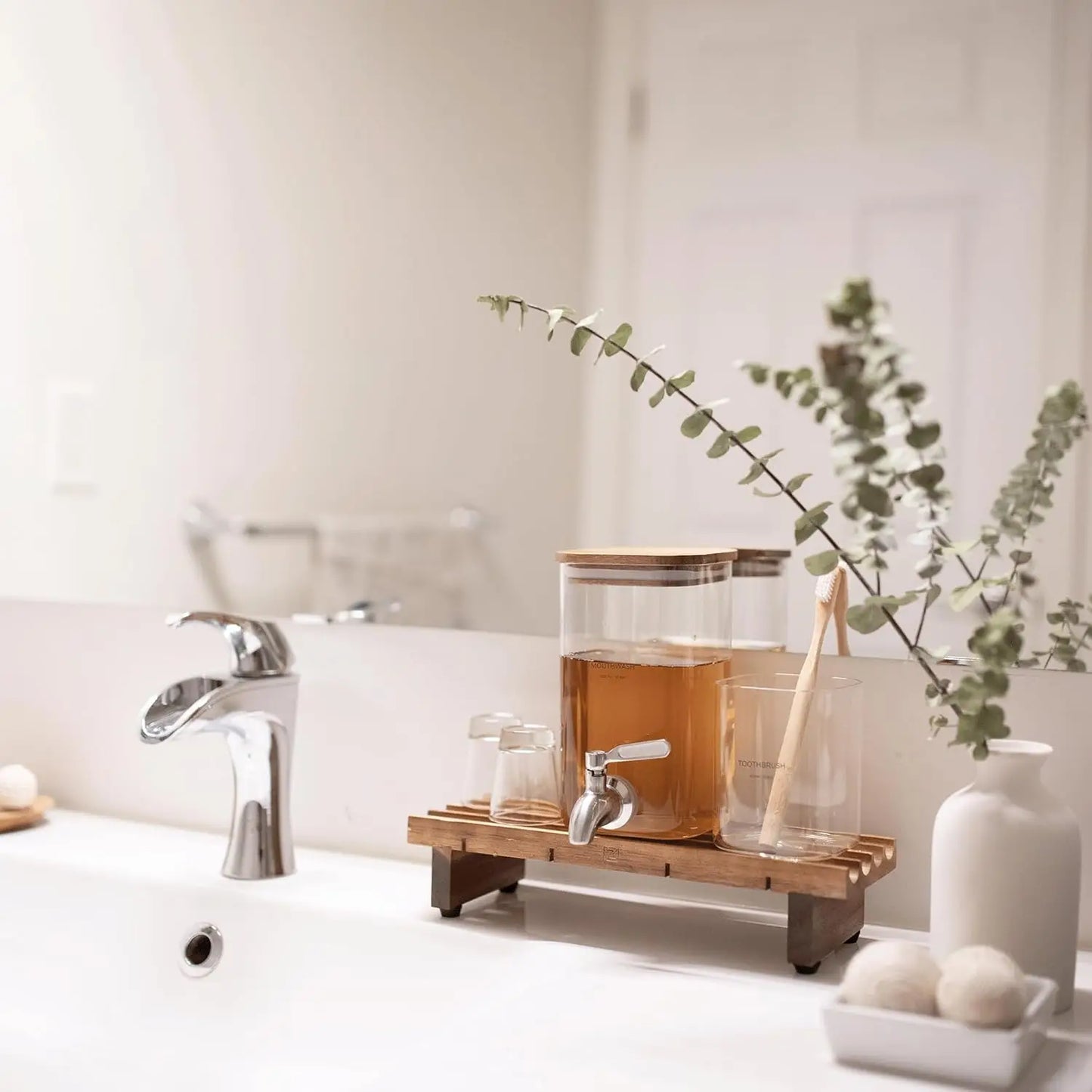 Glass Mouthwash Dispenser for Bathroom
