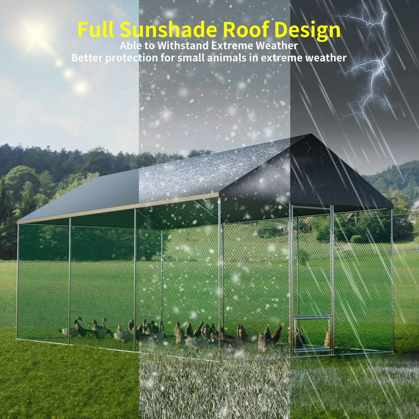 Metal Walk-In Chicken Coop Run Cage