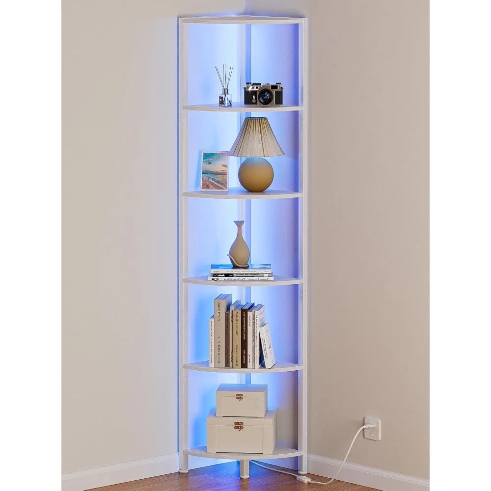 6-Tier Corner Shelf with LED Lights