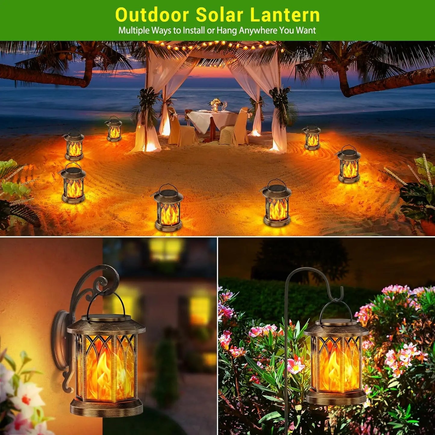 2 Pk Outdoor Solar Hanging Lights