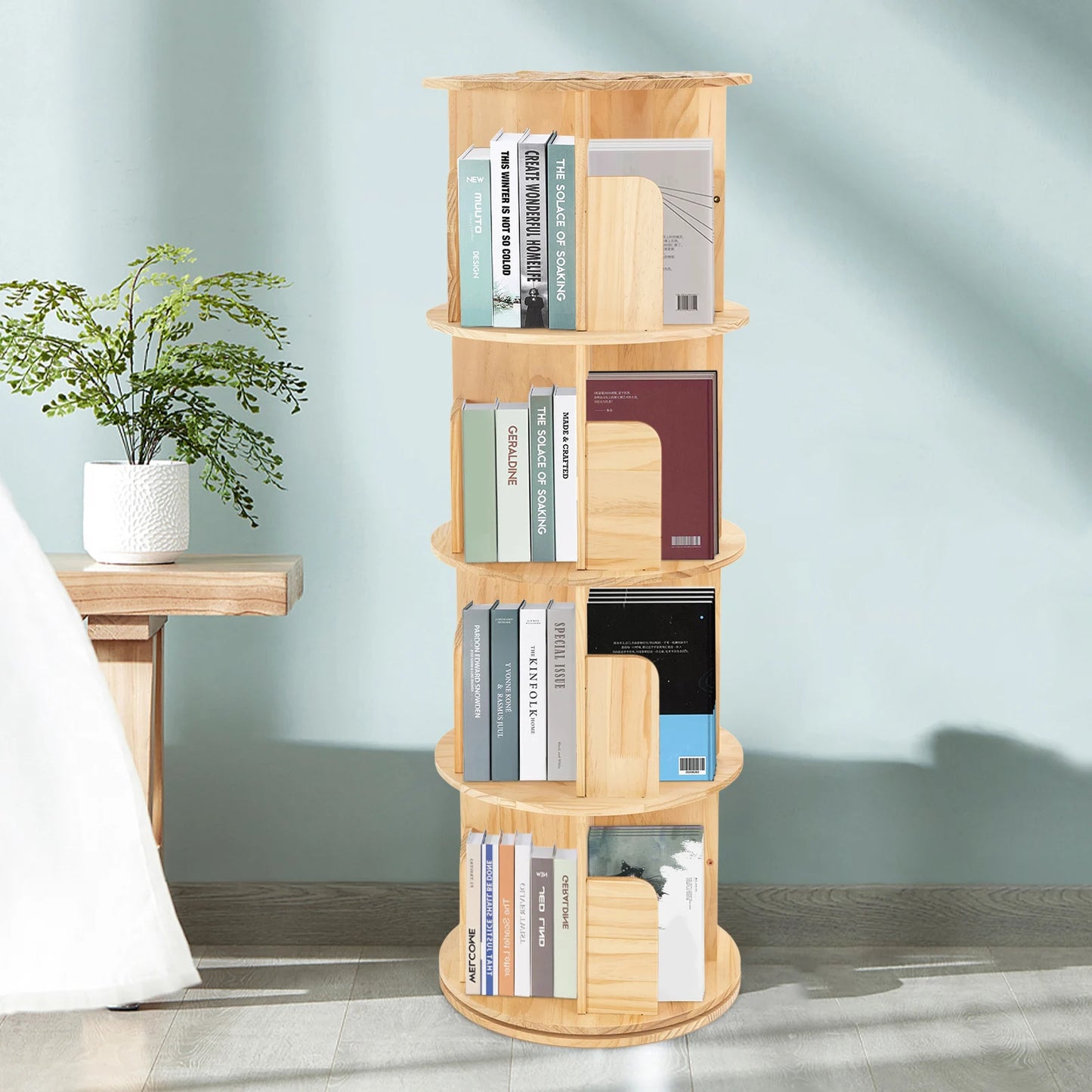 Rotating Bookshelf 360 Display 4 Tier