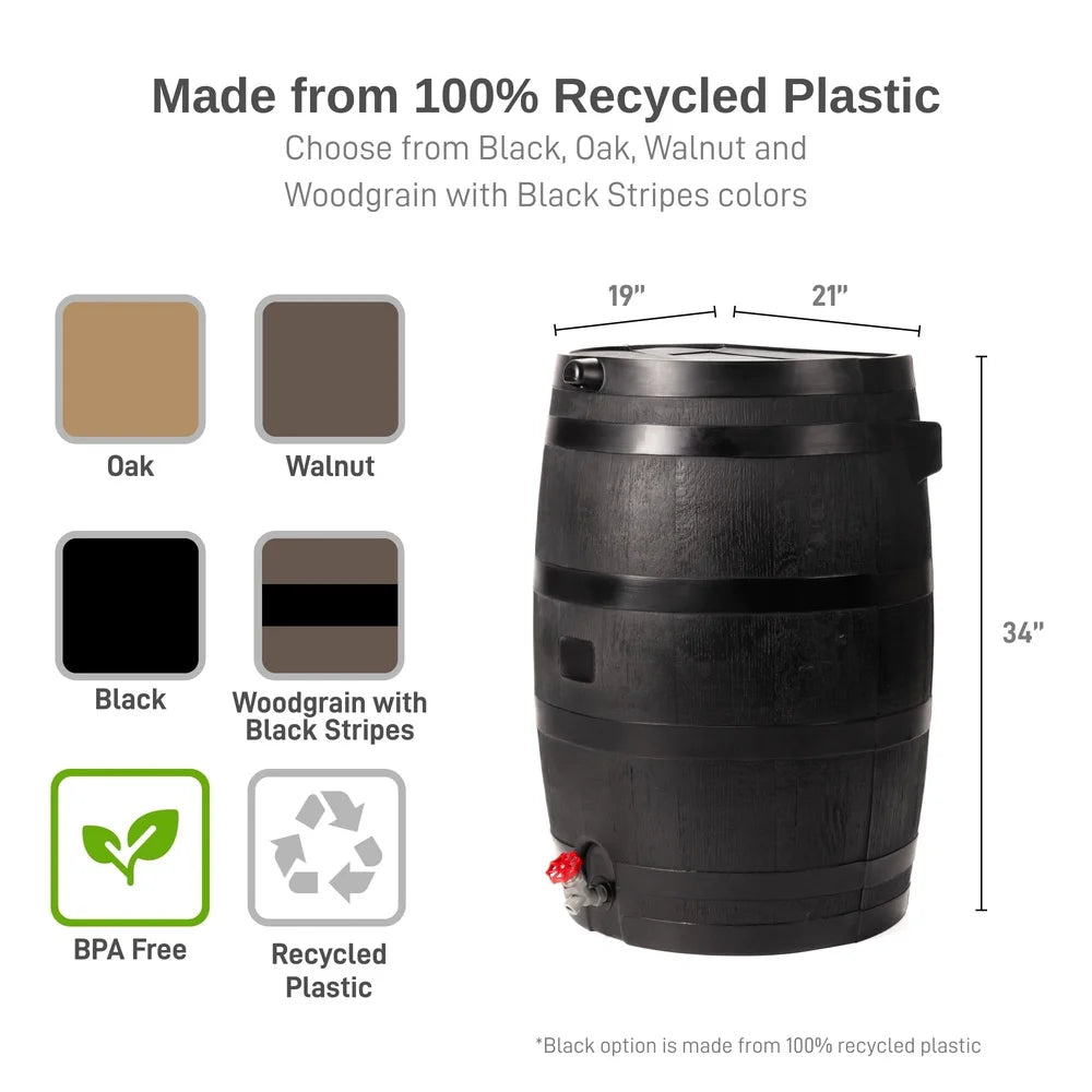 50 Gallon Flat Back Eco Rain Barrel