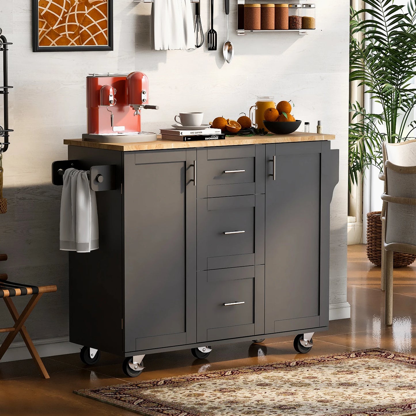Rolling Kitchen Island with Storage