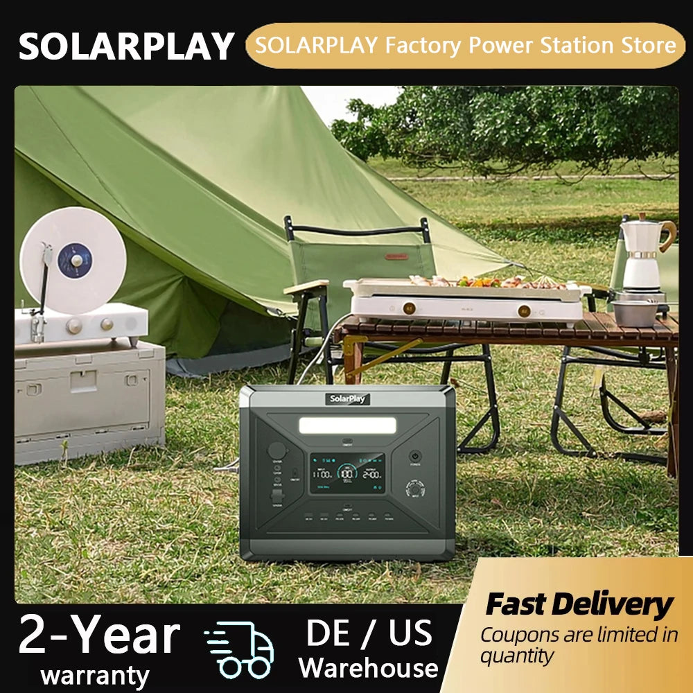 Portable Power Station LiFePO4 Battery with 2400W AC Output