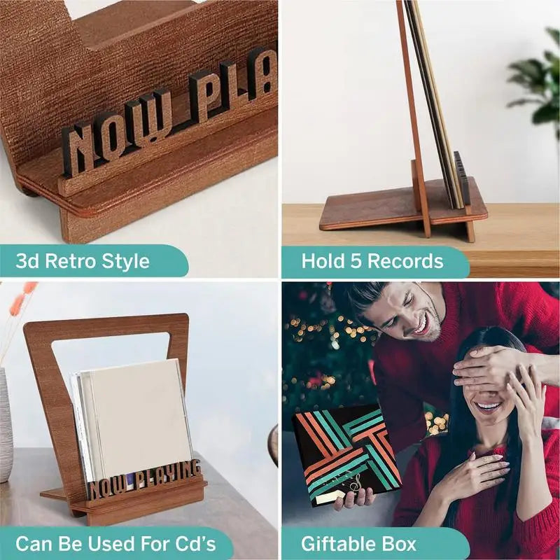 Wood Decorative Vinyl Record Holder