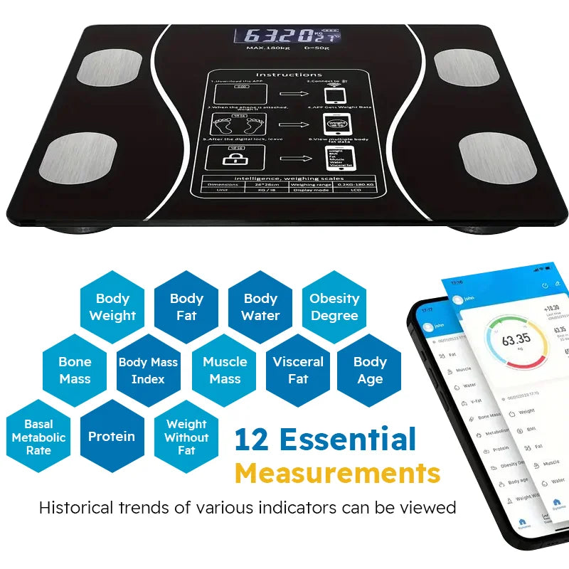 Smart Body Fat Scale Wireless LED Digital