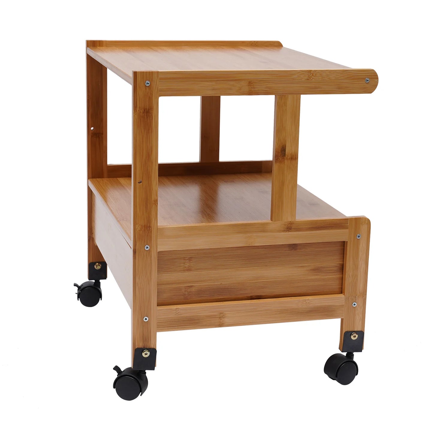 2-Tier Wood Printer Stand with Wheels