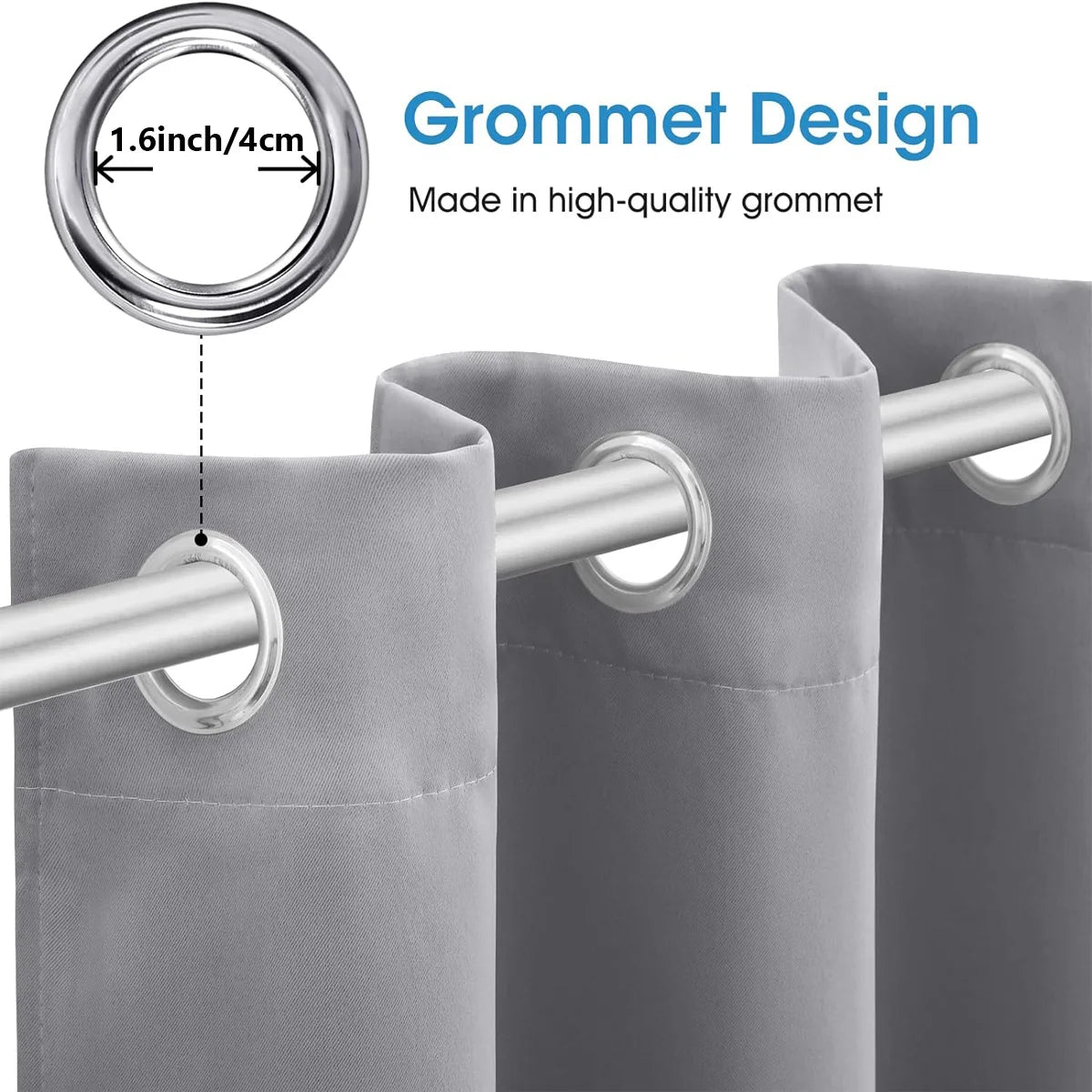 4PCS Blackout Curtains Grommet Curtains