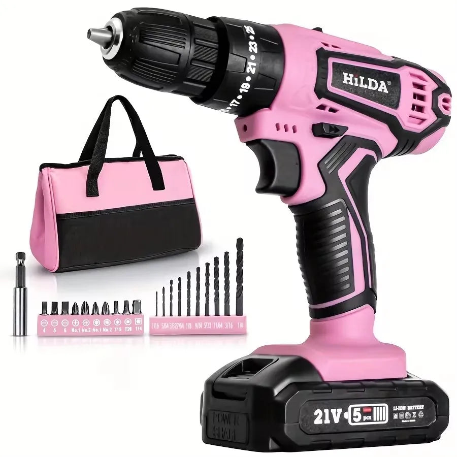 Pink Wireless Power Driver with Bag
