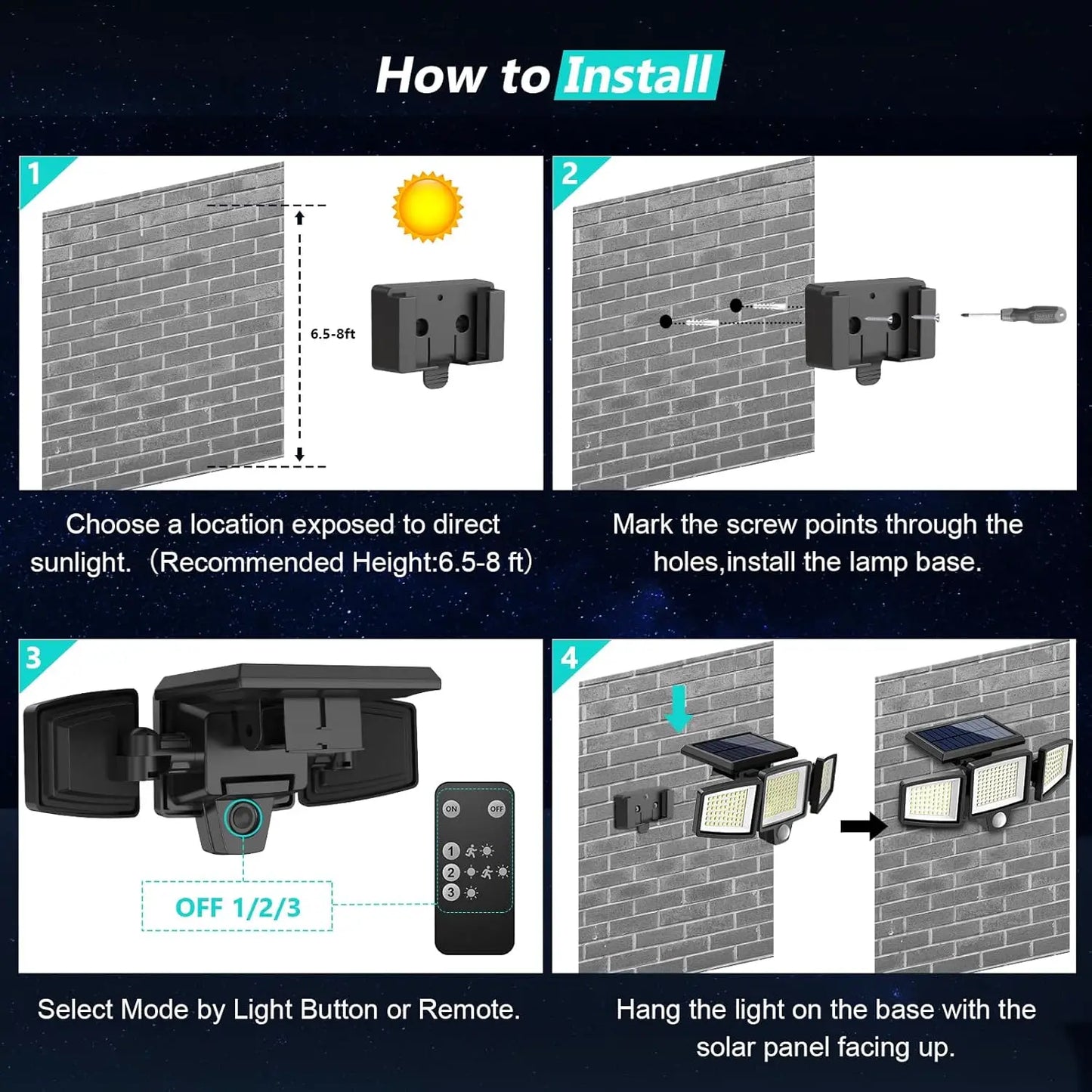 Outdoor Solar Light, Motion Sensor LED 2500LM