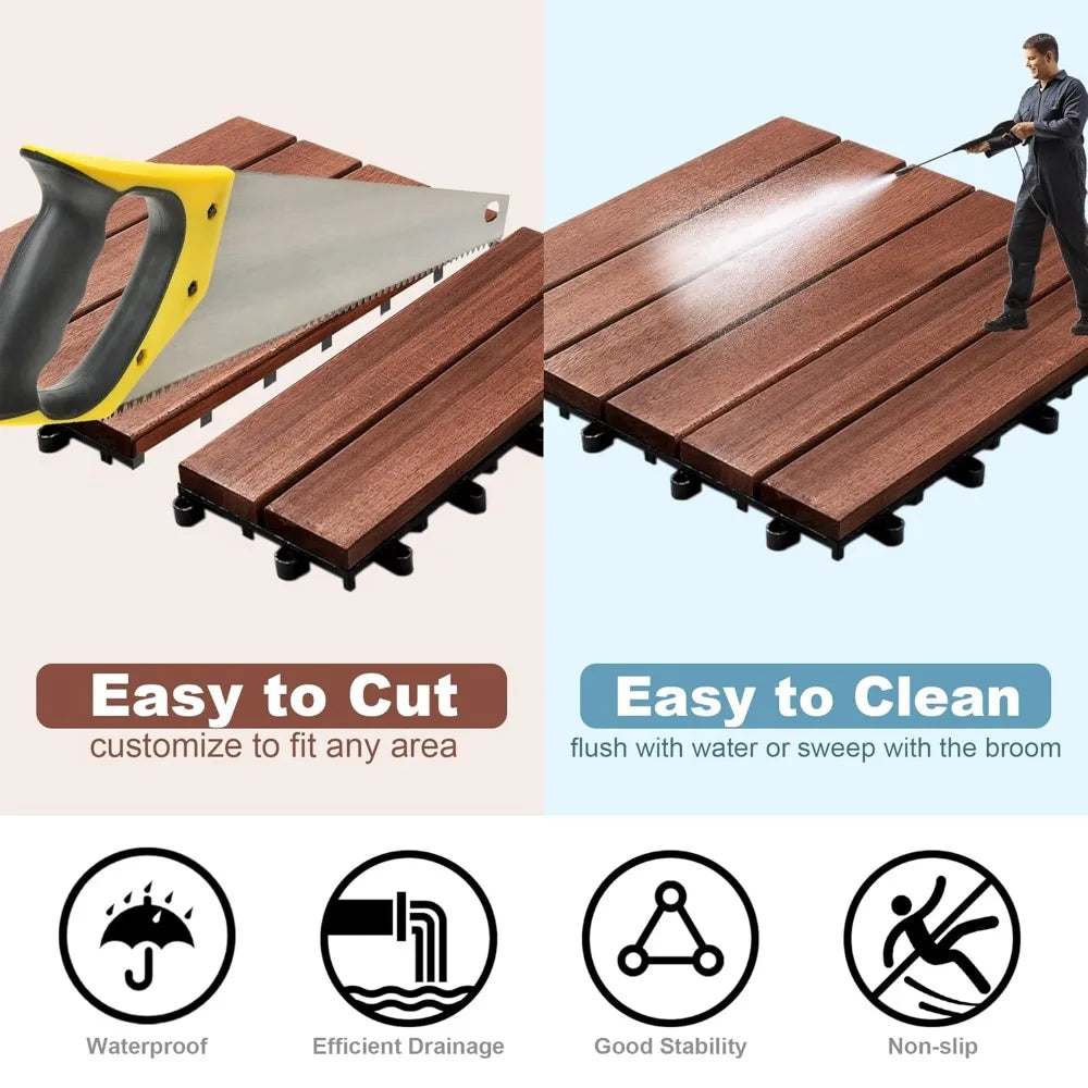 12" x 12" Waterproof Indoor Outdoor Patio Decking