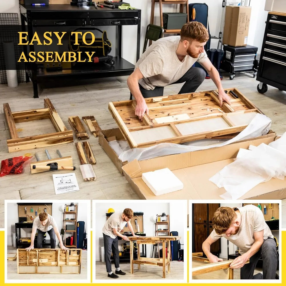 48-Inch Acacia Hardwood Workbench with Drawer