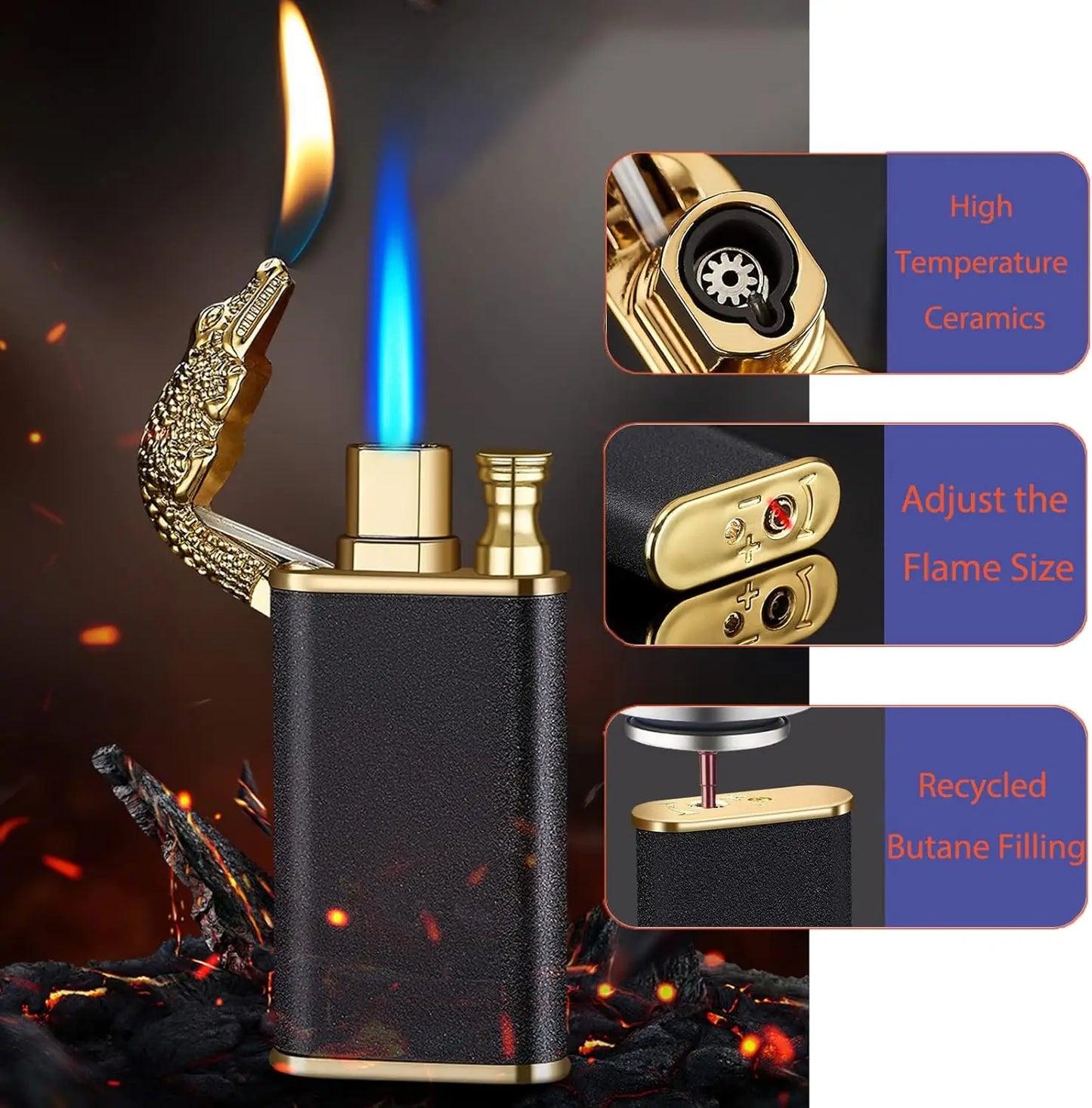 Windproof Jet Torch Lighter Refillable Butane