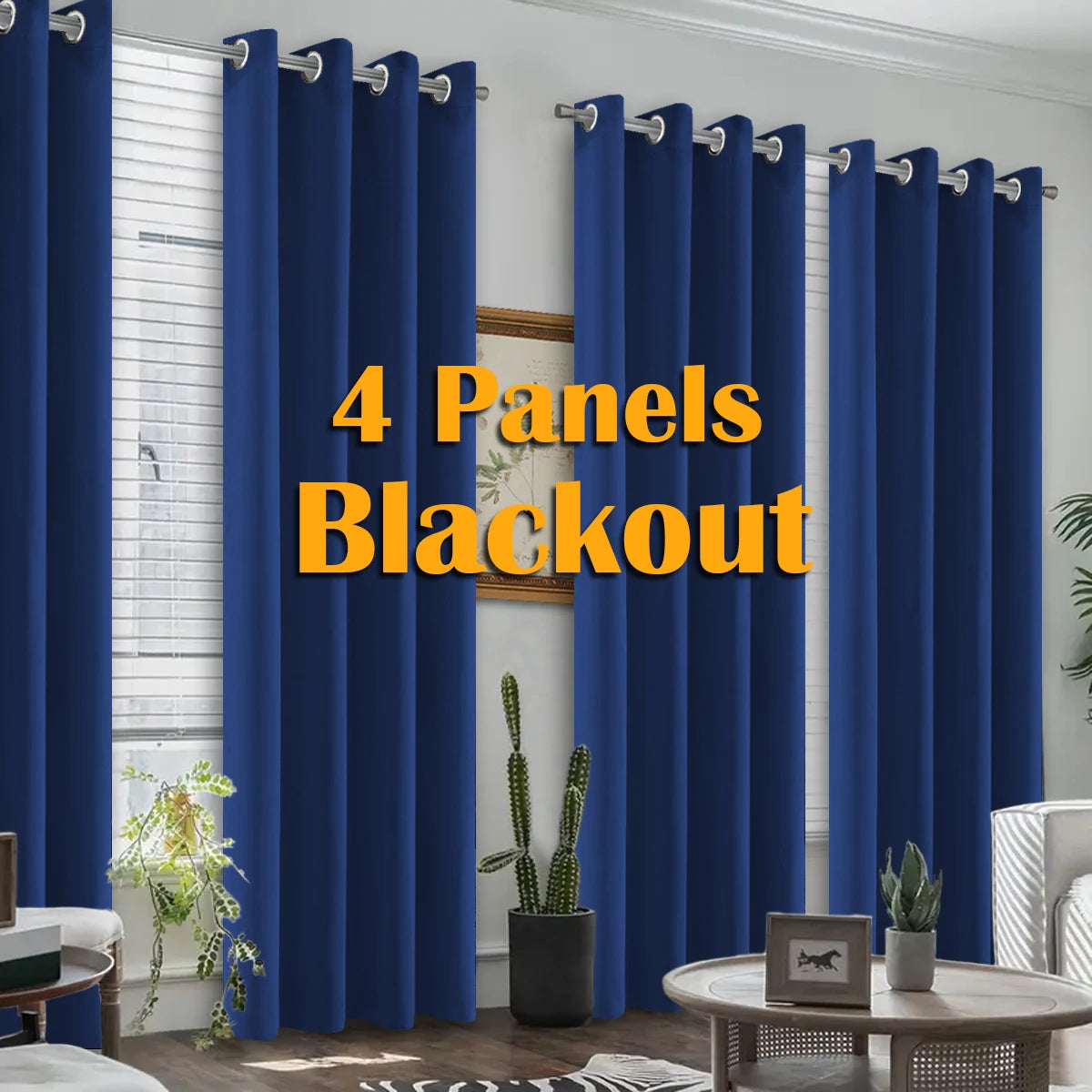 4PCS Blackout Curtains Grommet Curtains