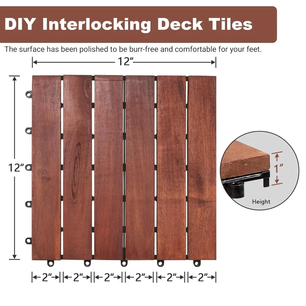 12" x 12" Waterproof Indoor Outdoor Patio Decking