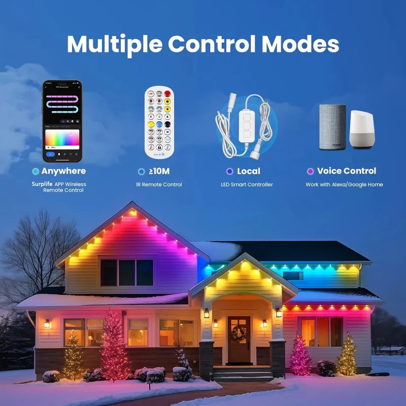 150ft 100ft 50ft Permanent Outdoor Lights Smart RGBIC