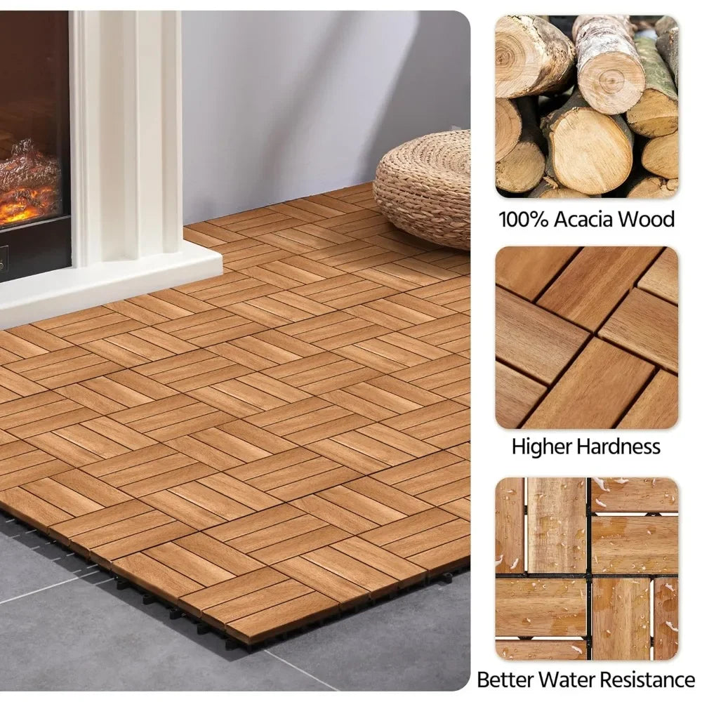 Hardwood Waterproof Interlocking Patio Deck Tiles