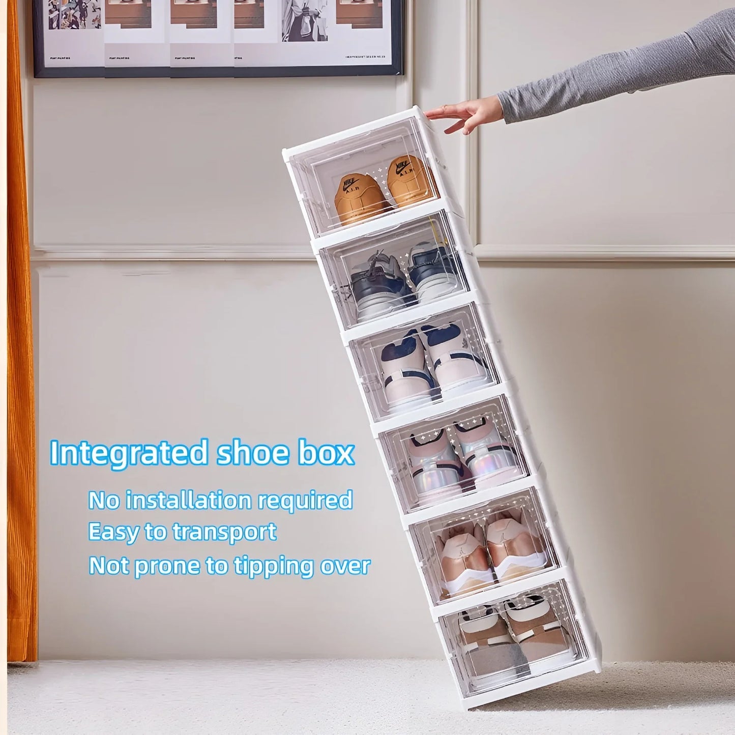 Shoe Box Foldable Transparent Sneaker Storage Organizer