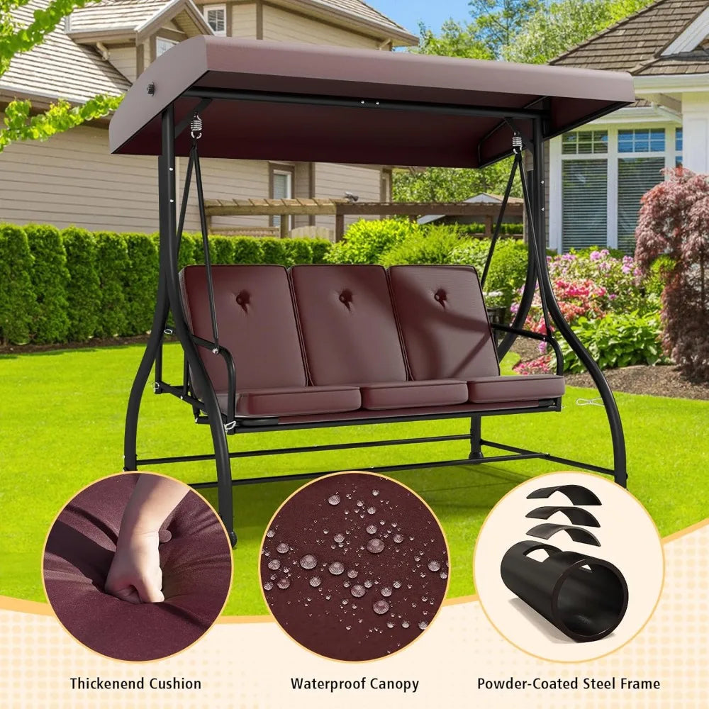 Outdoor Porch Glider Swing with Adjustable Canopy