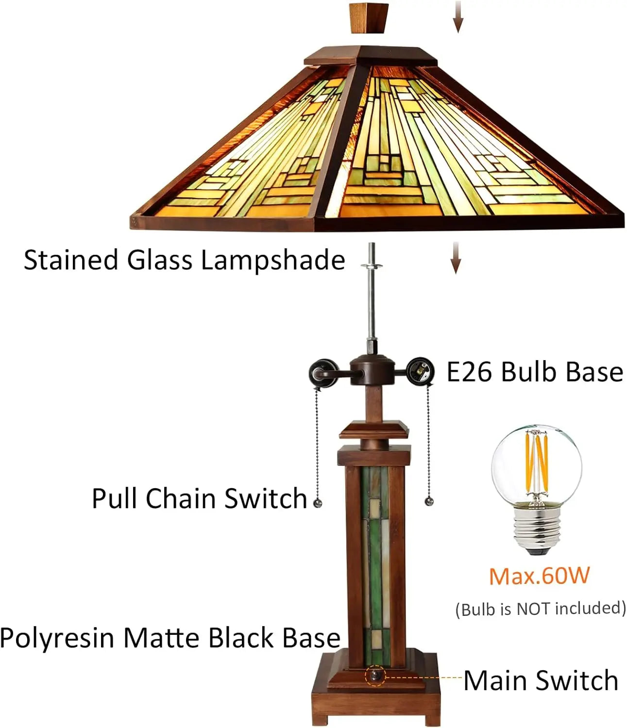 Wood Base Table Lamp 3-Light