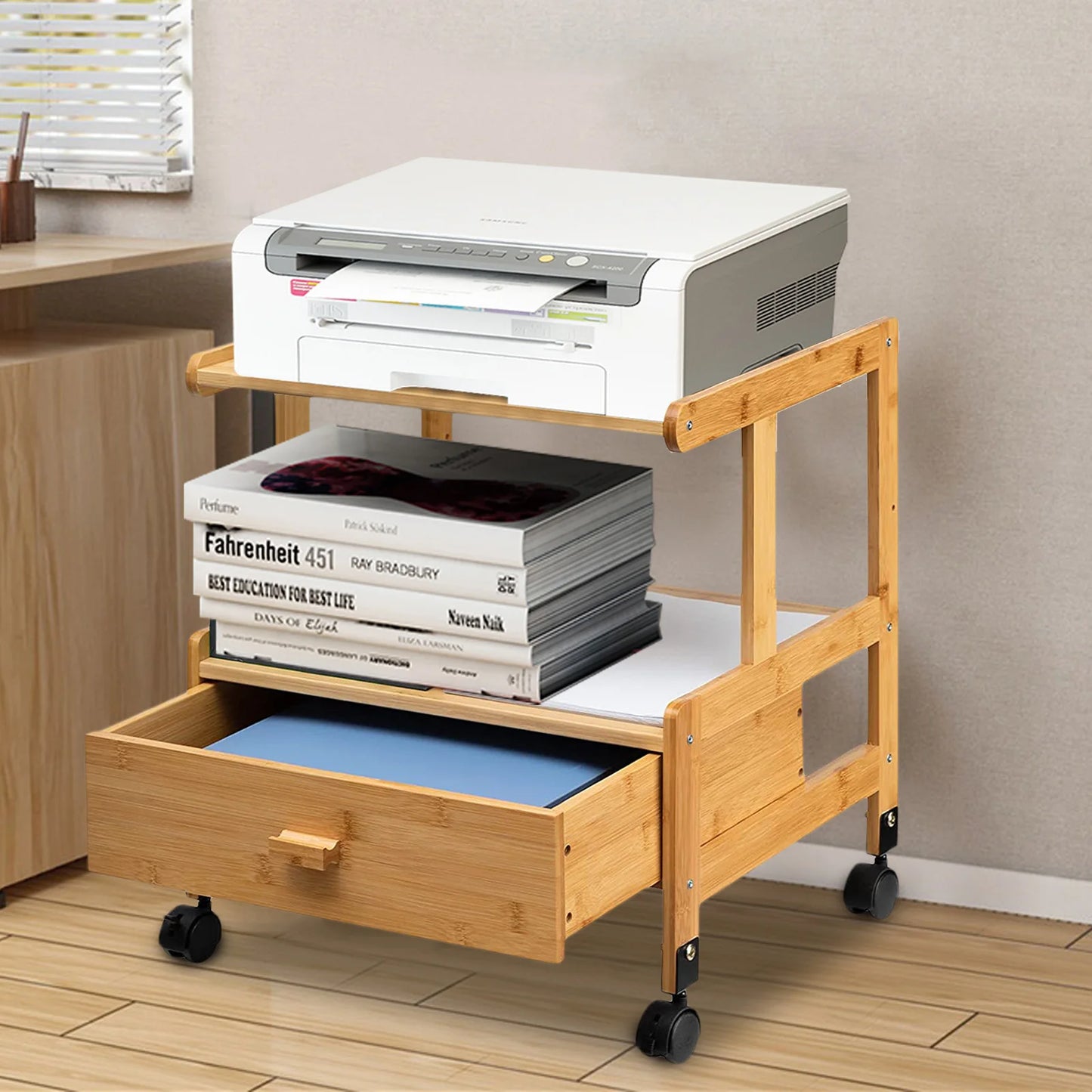 Mobile Printer Stand Holder with Storage Shelf