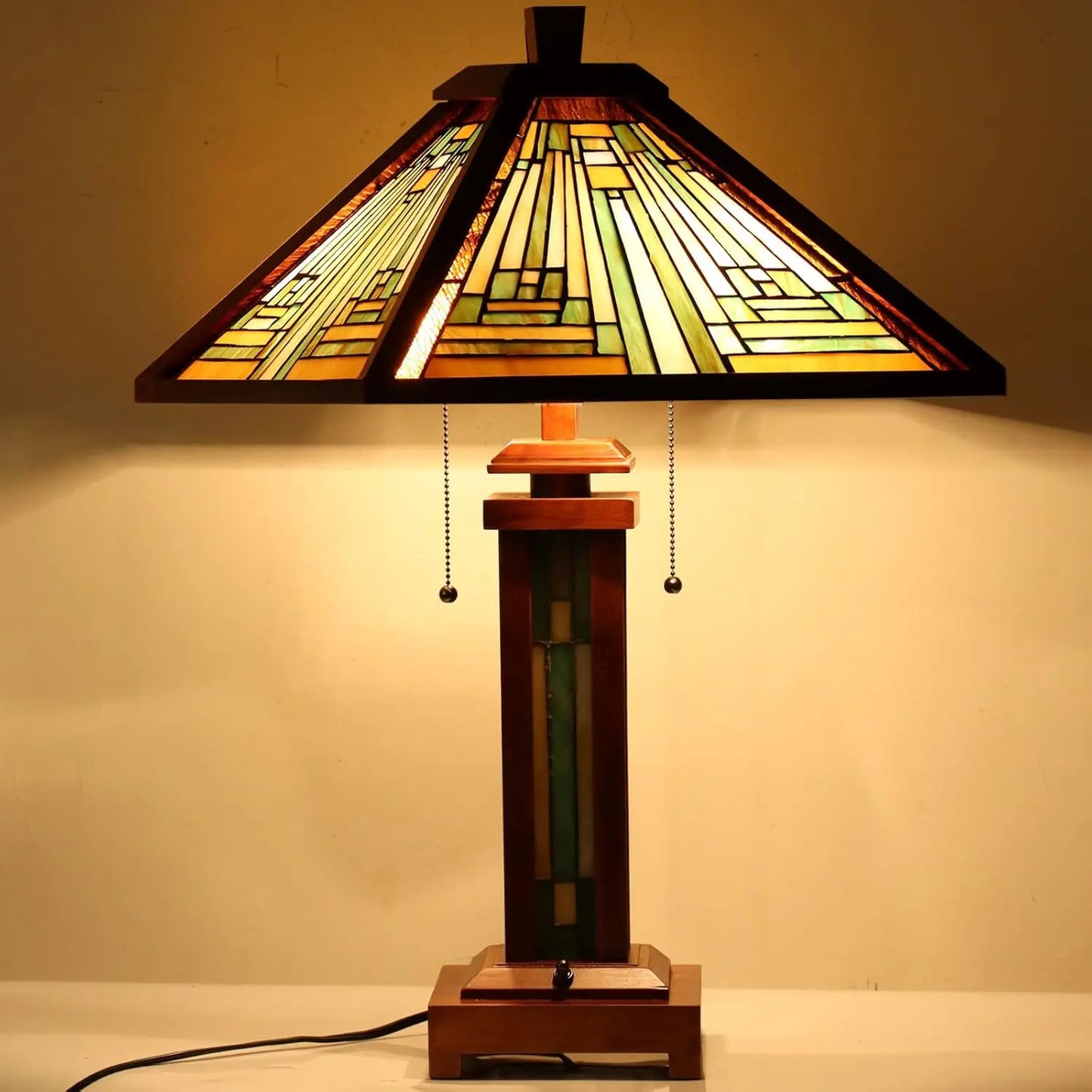 Wood Base Table Lamp 3-Light