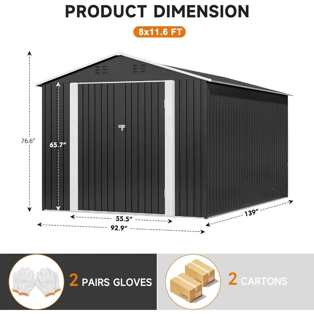 8 x 12 FT Outdoor Metal Garden Storage Shed
