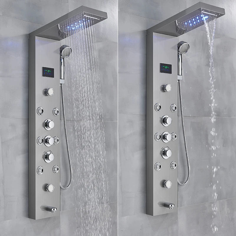 Rainfall Shower Panel Faucet Set LED System