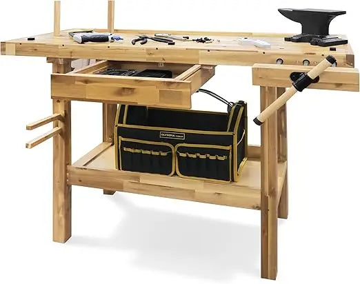 48-Inch Acacia Hardwood Workbench with Drawer
