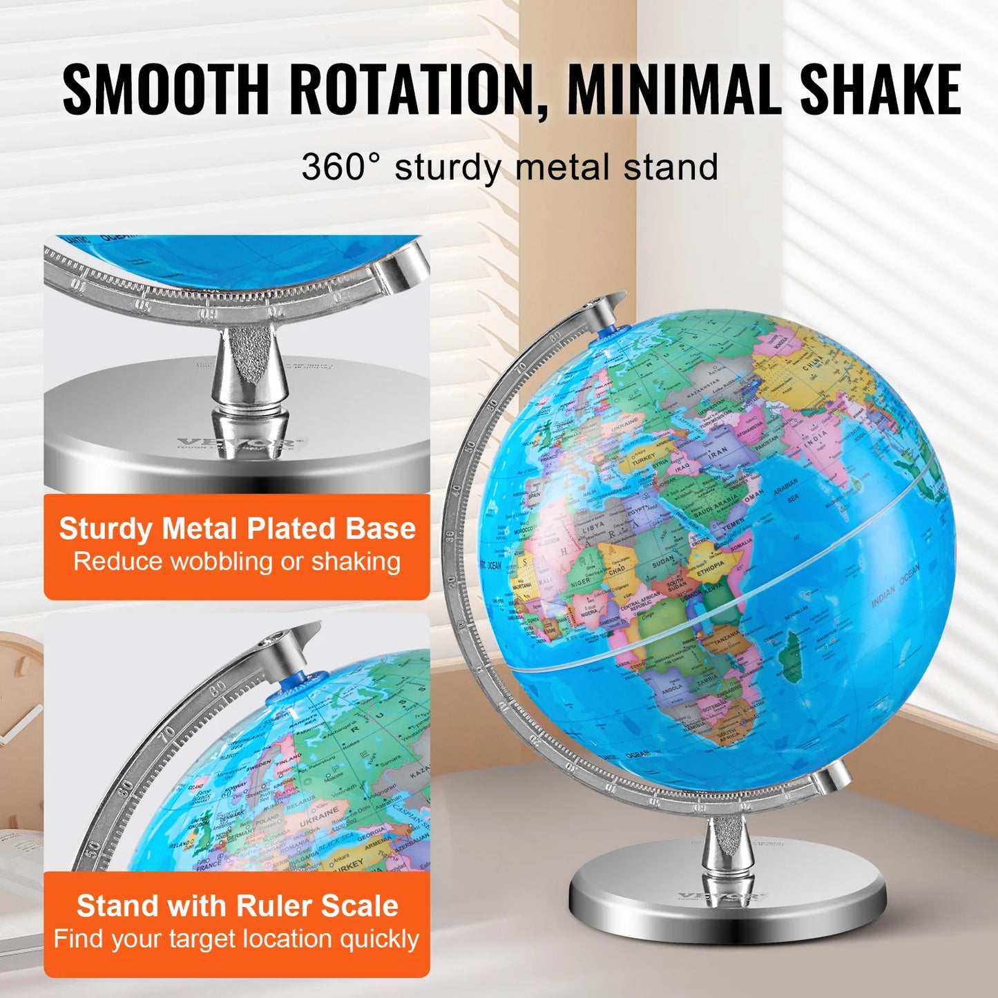 Rotating World Globe with Stand