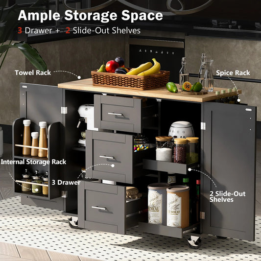 Rolling Kitchen Island with Storage
